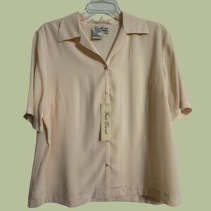 Vintage Pastel Pink Button Up Blouse | Fred David | Size 14 | New With Tags